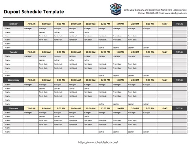 03 Dupont Schedule Template – Hourly Plan