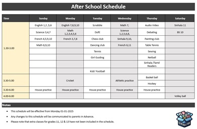 01 – After School Schedule Template – Weekly