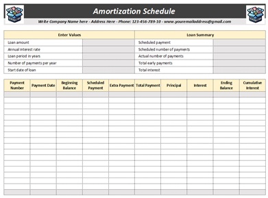 Amortization Schedule Template – Cumulative Interest