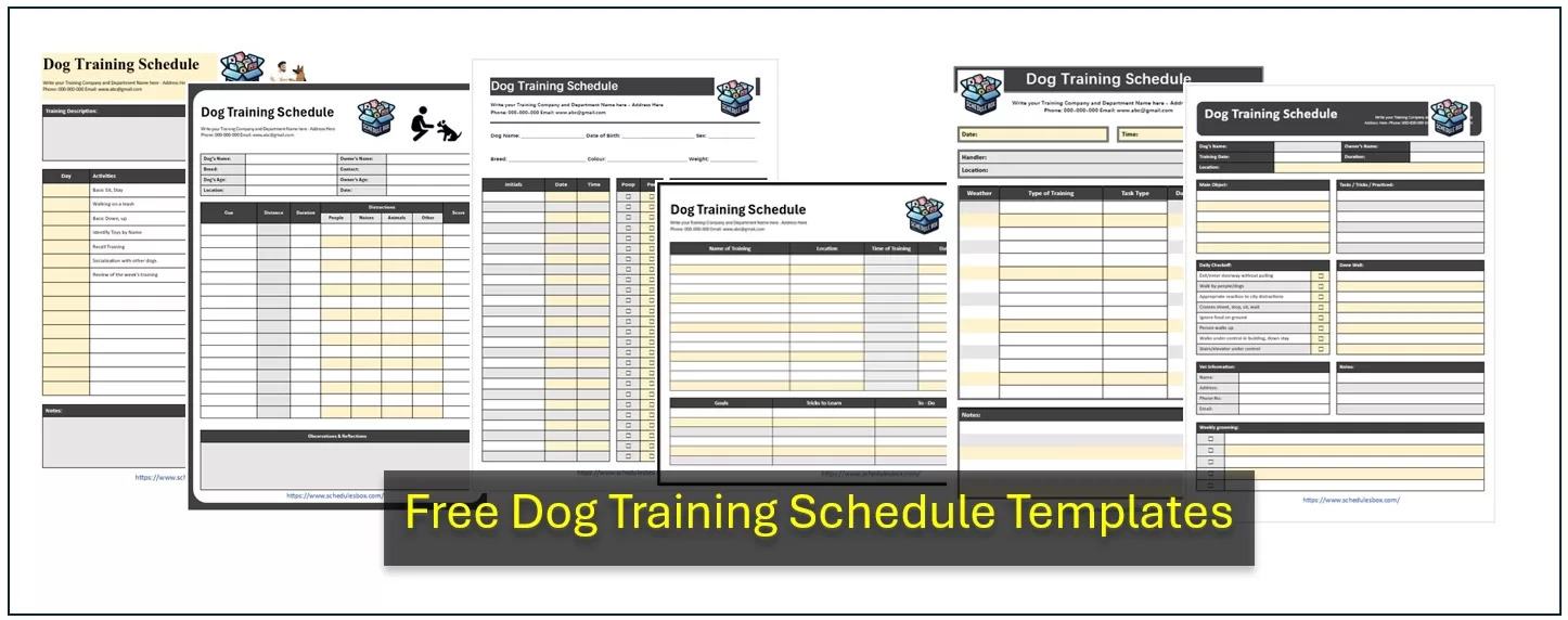 Dog Training Schedule Templates