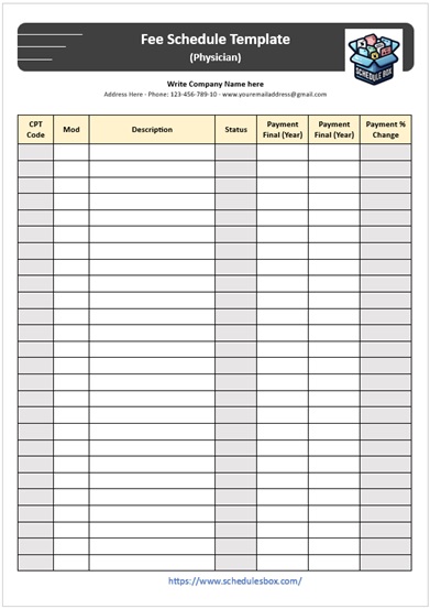 Fee Schedule Template – Physician