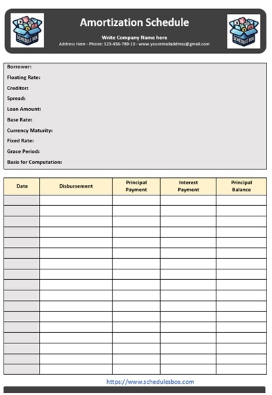 Grey Amortization Schedule Template