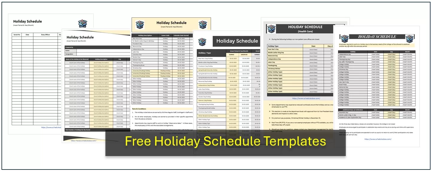 Holiday Schedule Templates