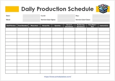 Daily Production Schedule Template