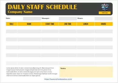 Daily Staff Schedule Template