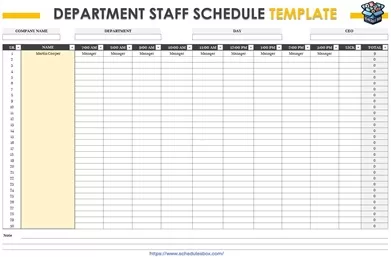 Department Staff Schedule Template