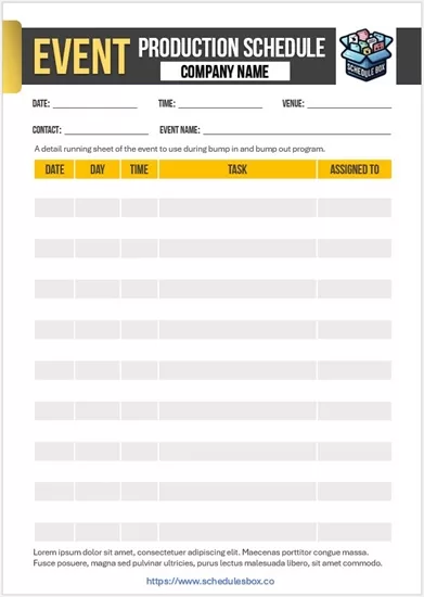 Event Production Schedule Template