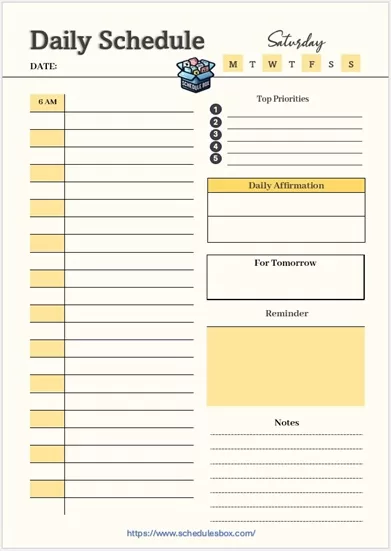 Full Day Schedule Planner Template