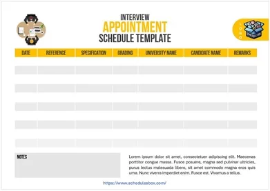 Interview Appointment Schedule Template