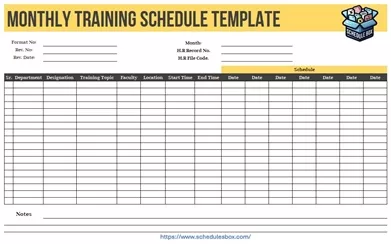 Monthly Training Schedule Template