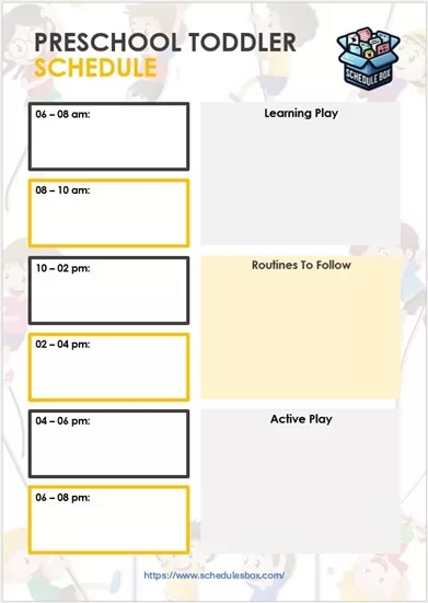 Preschool Toddler Schedule Template