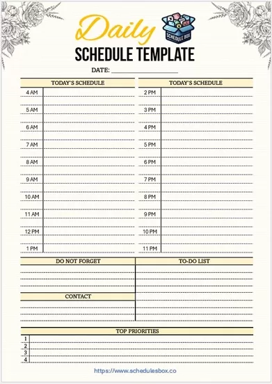 Printable Day Planner Template