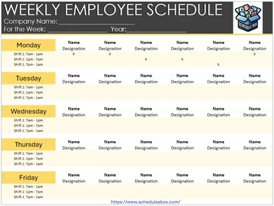 Weekly Schedule Template for Employees