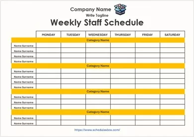 Weekly Staff Schedule Template