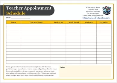 Teacher Appointment Schedule Template